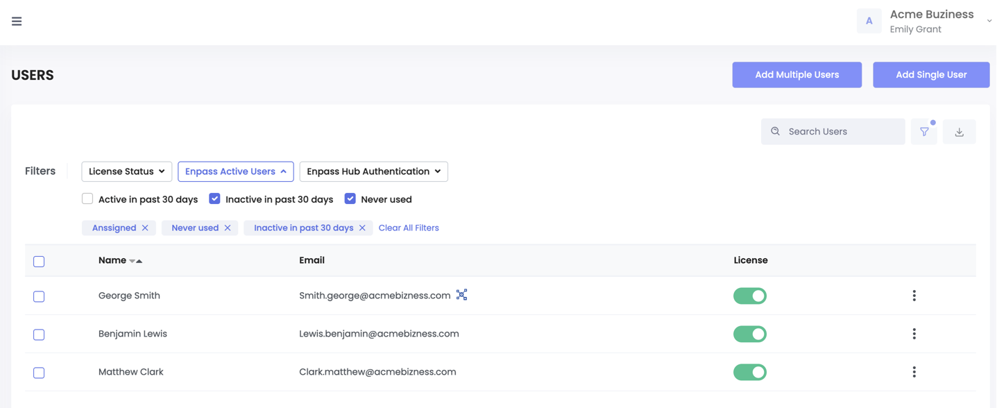 Enpass Console Dashboard